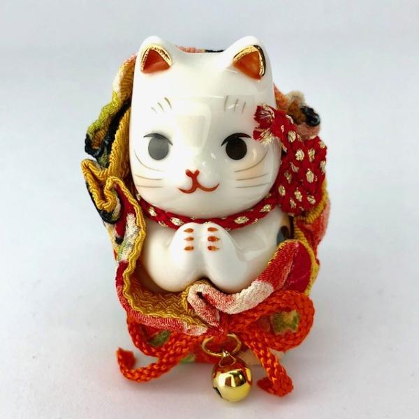 薬師窯 招き猫 まねきねこ 彩絵ふく福巾着おねがい猫 72 幸運招き猫 開運 Xponent Se
