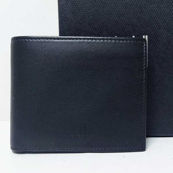 dunhill 黒 二つ折り財布 美品 dunhill ダンヒル 二つ折り財布 レザー ブラック ウォレット