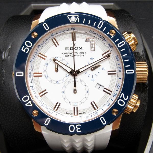 稼働品 EDOX エドックス クロノオフショア1 5Pダイヤ メンズ腕時計