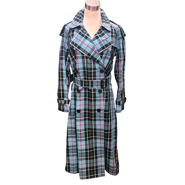 美品 BURBERRY バーバリー トレンチコート タータンチェック ブルー