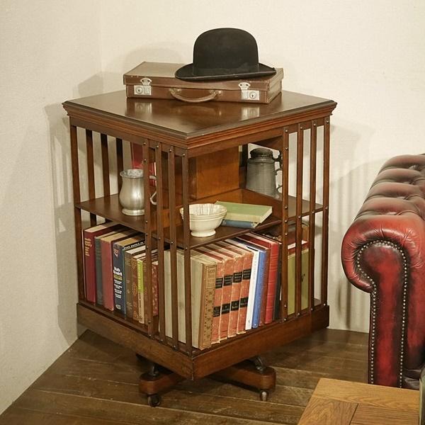英国アンティーク木製ブックシェルフ/本棚/飾り棚/ラック/花台/机(83-79)