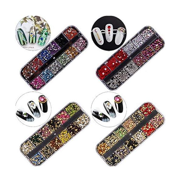 ネイル パーツ 4個 セット 6パターン 金 銀 ブリオン ホログラム ストーン パール パターン3 Morenotafurt Com