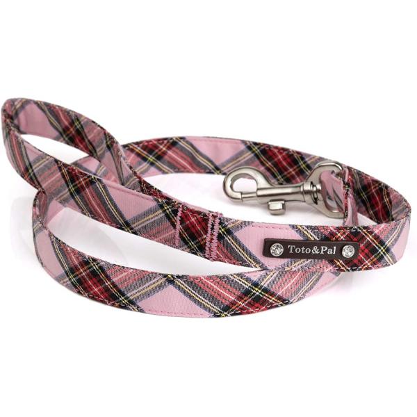 Toto Pal ロイヤルタータンチェックリード スワロフスキー付 ピンク 25mm Presidium Ph