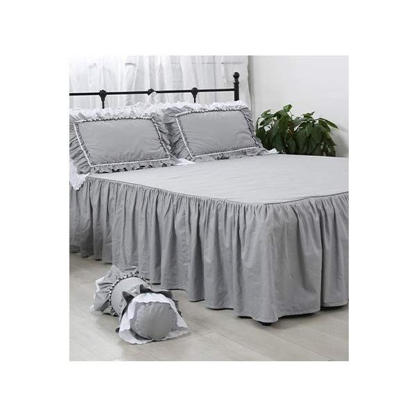 アンティーク風グレーのベッドスカート 無地 新色追加 綿100 セミダブル