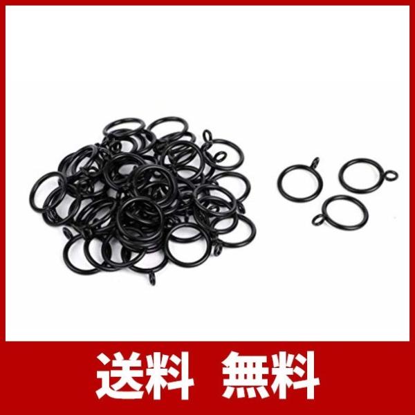 カーテンリング 鉄製 ブラック 内径 28mm 50個セット アイアン フック お買得 カーテン ポール スライド