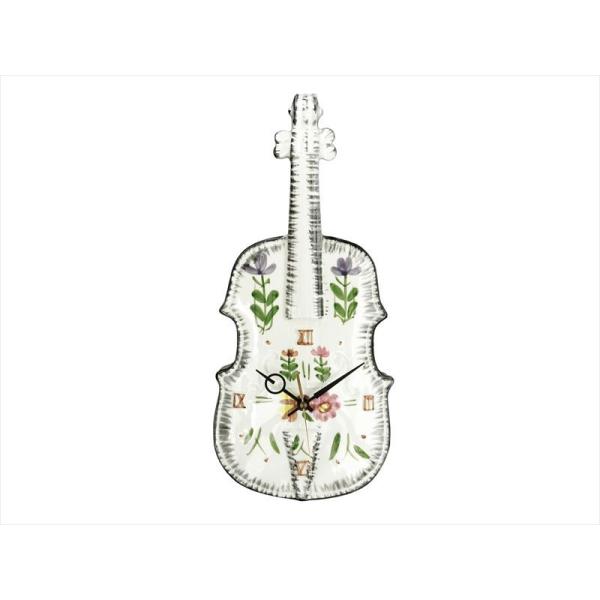 バイオリン壁掛け時計 瀬戸焼 壁掛け時計 バイオリン型 絵柄 2020年モデル : クワトロ弦楽器