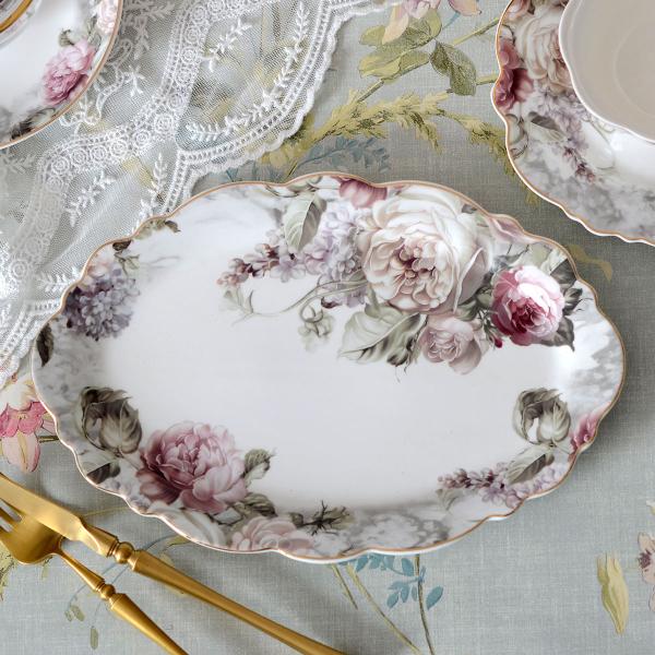 □美品＊ジアン　ピヴォワンヌ　ピオニー　プレート　2枚　箱つき　大皿　花柄 2 □美品＊ジアン ピヴォワンヌ ピオニー プレート 2枚 箱つき