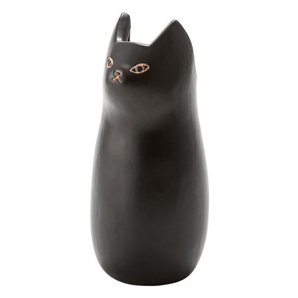 傘立て CLY-12BK カサタテ シンプル アンブレラスタンド 傘入れ 玄関 スッキリ かさ 収納 陶器 マット コンパクト スリム ねこ 猫 かわいい ブラック