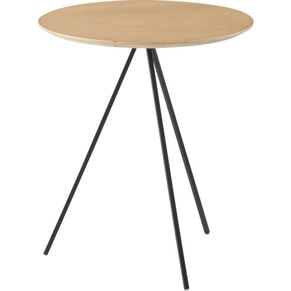 サイドテーブル HIT-232NA ナイトテーブル アイアン 木製 天然木 オーク おしゃれ シンプル ナチュラル ラウンド 3本脚 重厚感 モダン インダストリアル