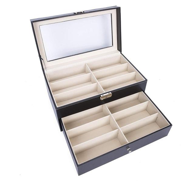 Gardenlightess メガネ サングラス 収納ケース ボックス コレクションケース 二段式 12本用 Sagaretxe Net