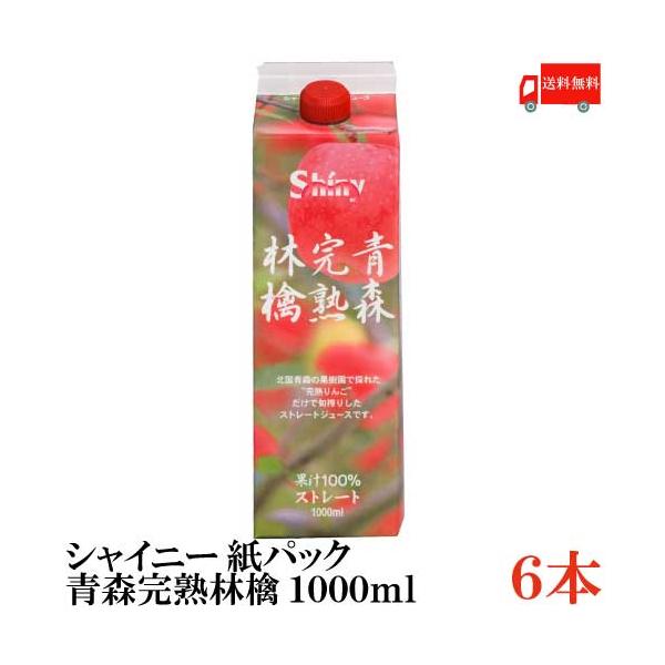 青森りんごジュース 紙パック シャイニーアップルジュース 青森完熟林檎 1L×6本 送料無料