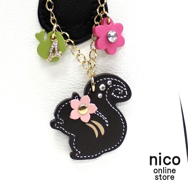 キーホルダー レディース かわいい りす イニシャル 本革 日本製