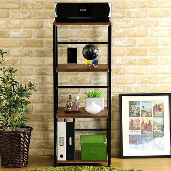 ラック オープンラック スチール 木製 薄型 棚 アイアン 4段 45 収納