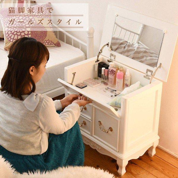 ドレッサー 化粧台 おしゃれ 安い コンパクト 収納 メイクボックス スリム 北欧 白 幅60 完成品 小さい バラ ホワイト ミニドレッサー