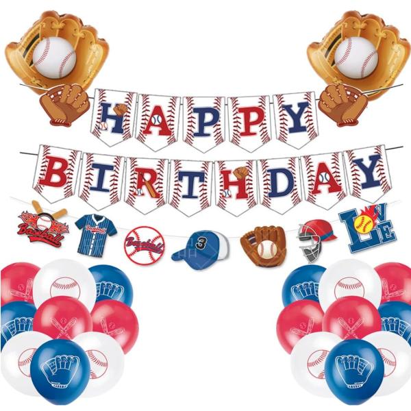 【誕生日 飾りセット内容】 HAPPY BIRTHDAYガーランド×1、バナー×1、風船×15、野球グローブバルーン×2、丸型の両面テープ×20点、吊るす糸10ｍなど、パーティー装飾に必要なアイテムがこのセットで全てが揃います。値段以上に内...