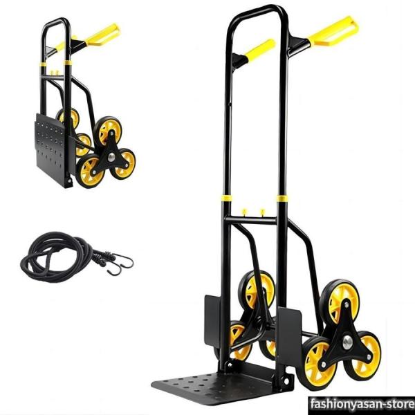 【六つ静音・大中実ゴム輪】この階段 台車は直径が15.5ｃｍの大型中実ゴム輪を採用して、6つの大型中実ゴム車輪のサイクルで、持ち上げずに引っ張るだけで階段もラクラク移動できます。そして、中実ゴムの材料で、騒音を限に低減することができます。台...