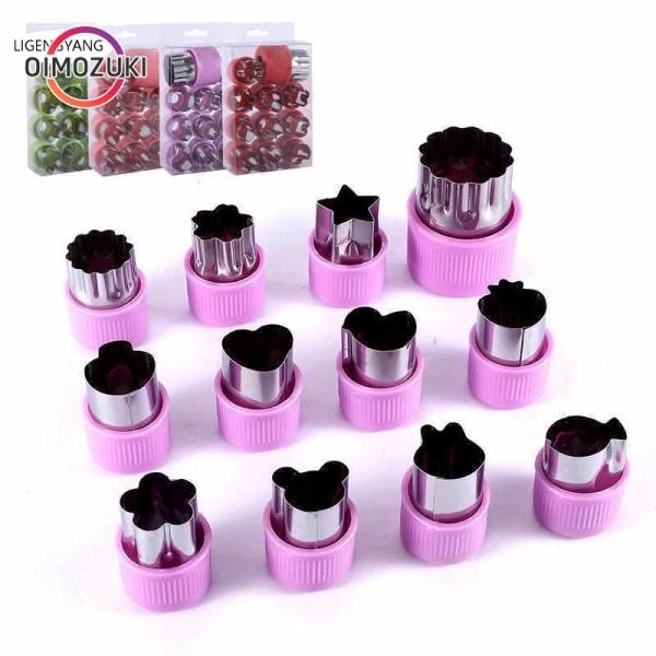 ウサギ、クマ、星、ハート、菊、桜、鳥、魚、きのこなど12種類のセットで、かわいい果物、野菜、クッキーなどを作ったり、サラダ、ベントス、ケーキなどのおいしい花を作ったり。 、手作りのおいしいデザート！傷がつきにくく便利なデザイン：緑色の保護カ...