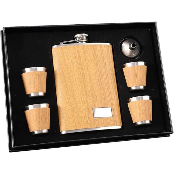 製品サイズ：スキット幅9 CM、高さ13.5CM。中にはグラス4個とホッパー1個も入っています。製品はステンレス製で、外皮は木目色の装飾です。軽量で耐久性が高く、錆びにくい。適用酒類：ワイン、白酒、黄酒、カクテルなどの各種酒類はすべて可。細...