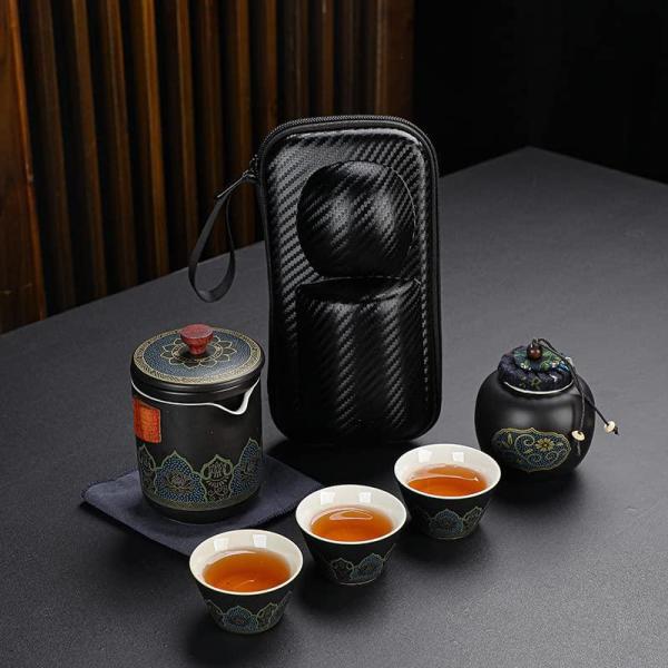 セット内容：ポット*1+杯*3+収納バッグ*1+茶の缶*1+タオル*1<br><br>素材：これらのティーセットは、数千年に及ぶ中国の陶磁器の職人技を使用して、1250℃から2121℃の高温で焼成されます。 私たちは...