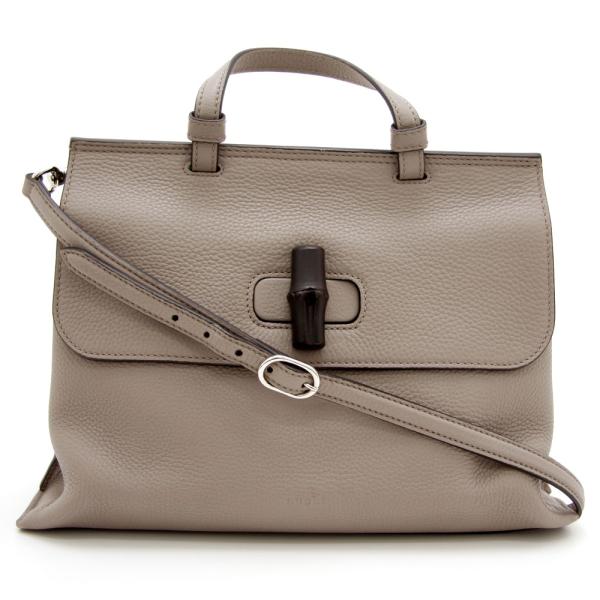 【美品】GUCCI グッチ バンブーデイリー 2WAY グレージュ レザー バンブー グッチ ハンドバッグ デイリー レザー 2way 370831