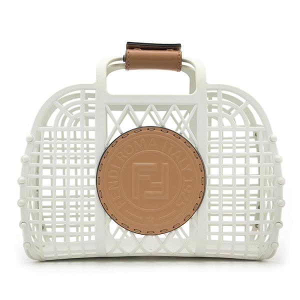 Fendi ホワイト かごバッグバスケットバッグ　ミディアム FENDI - 良品 フェンディ FENDI かごバッグ バスケットスモール