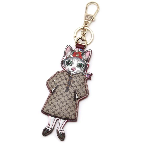 限定 コラボ GUCCI ヒグチユウコ ボー 猫 キーホルダー バッグチャーム グッチ日本限定 ヒグチユウコ猫(ボリス)GGキャンバス チャーム