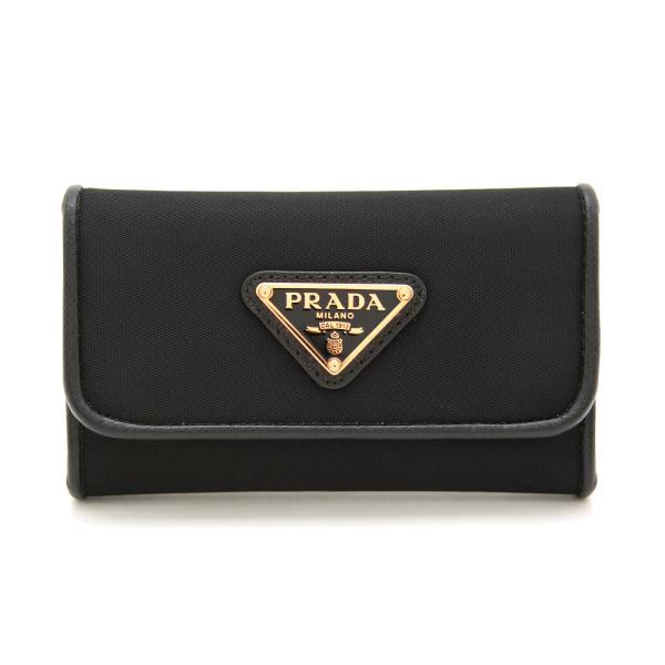 【美品】PRADA　キーケース　6連　 サフィアーノ ゴールド金具 ブラック PRADA（プラダ） キーケース 6連 テスート ナイロン サフィアーノ