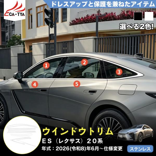 ES219 ＥＳ（レクサス）２０系 新型 ウインドウ トリム メッキモール キズ防止 プロテクター 外装 ドレスアップ アクセサリー ステンレス 10p