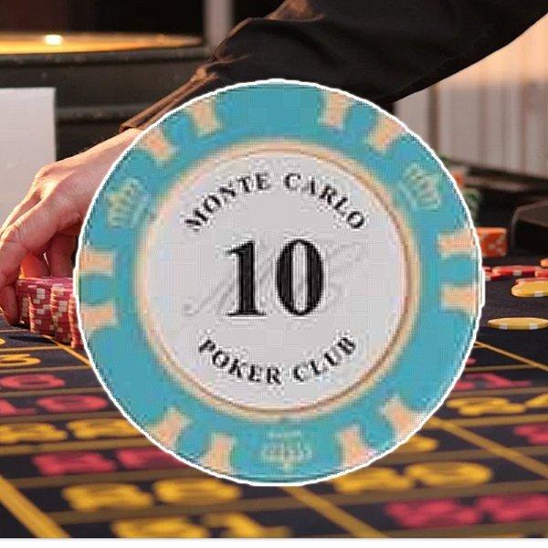 ✨一点もの早い者勝ち✨ポーカーセット（モンテカルロチップ500枚付き） モンテカルロ ポーカーチップ（500）青紫 25枚セット - カジノ