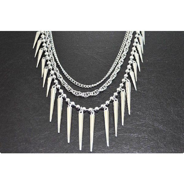 ネックレス スパイクスタッズ3連ネックレス ロックアクセサリー : r-m