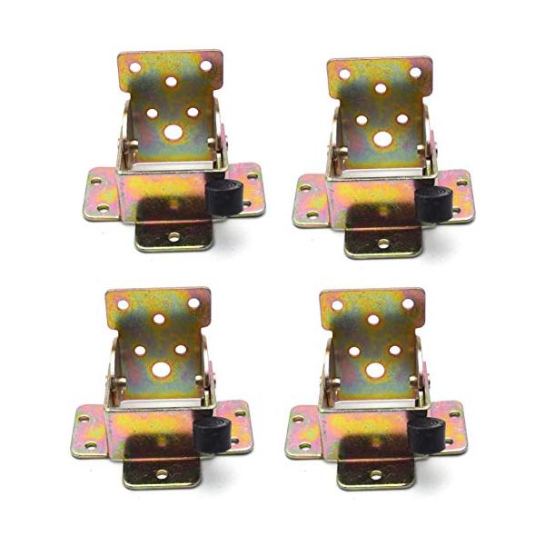 パッケージ商品数：4枚セット　折れ脚金具テーブルの天板と脚をつなげる金具です。 オリジナルのテーブルの作成に。レバー部分を引けばワンタッチで折りたたみ可能です。