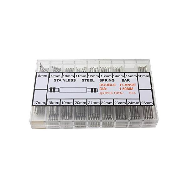 パーツ 時計 ベルト コマばね棒 バネ棒 18サイズ 8mm-25mm 各約15本[HS107]