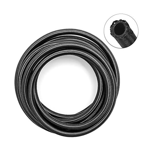 【商品仕様】:サイズ:AN6 長さ:1M 内径:8.7MM 外径:13.9MM 使用温度範囲:-40-148.9℃【材質】:内側が優れたゴム製、中間層はステンレスメッシュ、表面はナイロンメシュの構造です。【ナイロン編組CPE燃料ホース】：石...