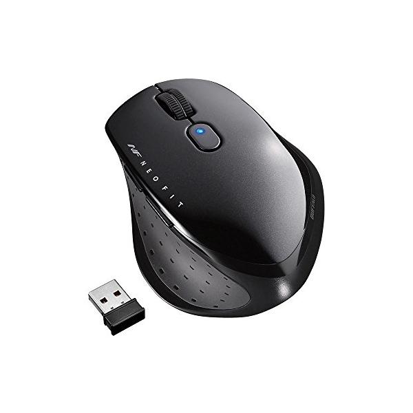 他サイト： バッファロー BUFFALO 無線 BlueLED 5ボタン ネオフィットマウス Mサイズ ブラック BSMBW515MBKの商品画像