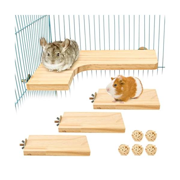 他サイト： 3点セット ペット用品 小動物 L字型 木製コーナーステージ ハムスターのステップ 踏み台 シマリス モモンガ チンチラ チビトトロ 飼育ケージの商品画像