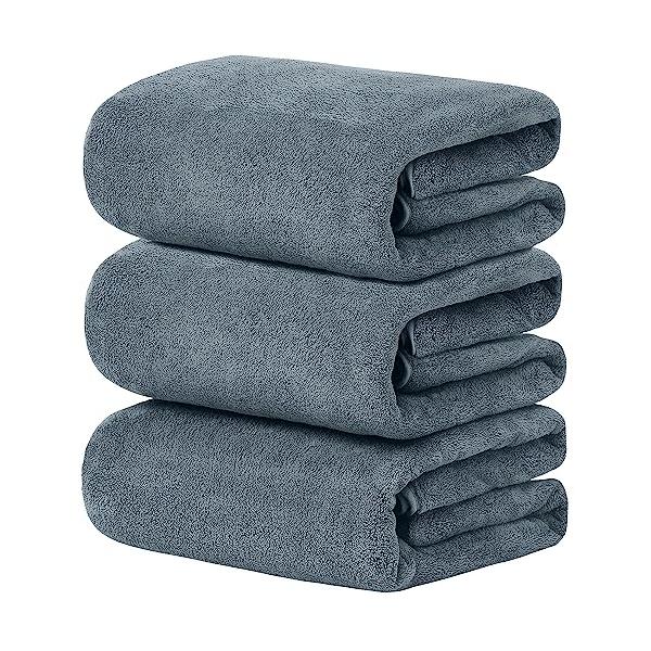 他サイト： バスタオル [tkone 3枚セット スモーキーブルー] ふわふわ 大判 吸水速乾 ホテル仕様 柔らか肌触り エステ 業務用 サロン お風呂上がの商品画像