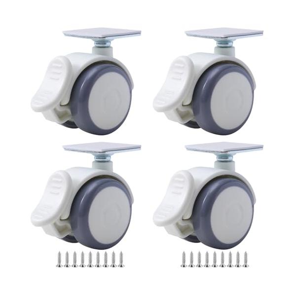 他サイト： 静音キャスター ストッパー付き 自在式 貼るだけキャスター プレートタイプ カラーボックスキャスター 後付け 双輪キャスター 4個組 強力両面テの商品画像