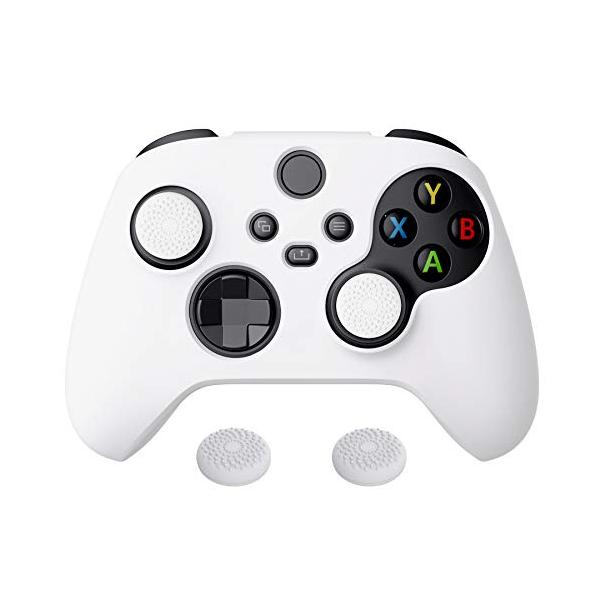 PlayVital Pure Xbox Series Xコントローラーに対応用アンチスリップシリコーンカバースキン、黒い親指グリップキャップ付き