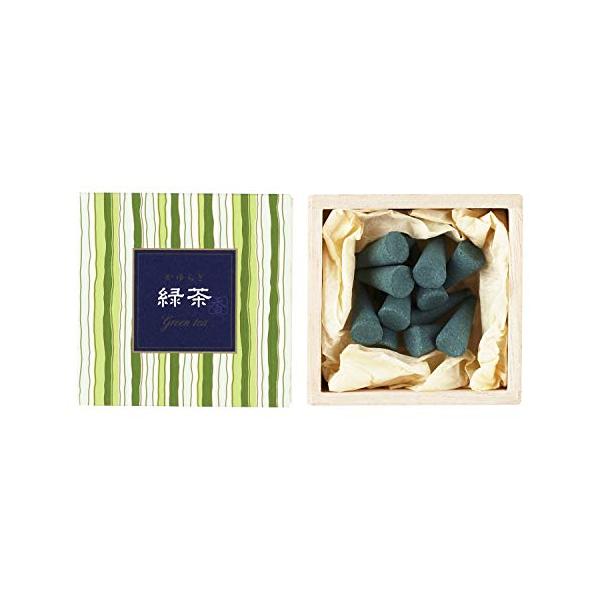 他サイト： 日本香堂(Nippon Kodo) かゆらぎ 緑茶 コーン 12個入 香立付 ホワイト 普通の商品画像