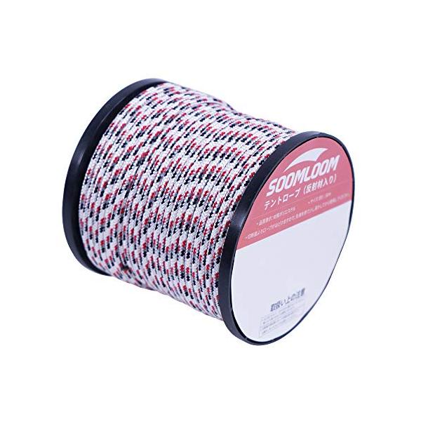 Soomloom テント用ロープ 反射材付き 張り綱 全長50m ロープ直径4mm (4mmホワイト50M)