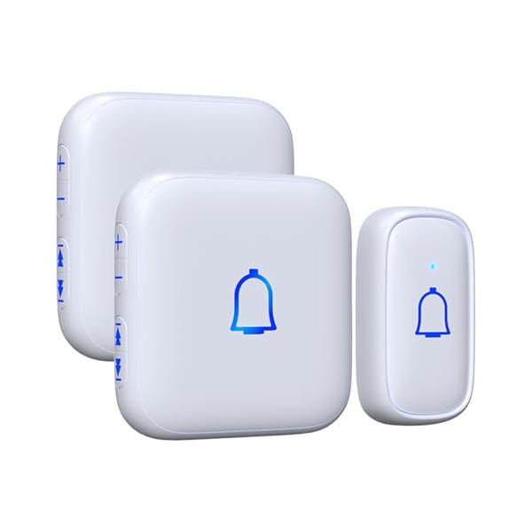 IP66防水防塵SleeZOO ワイヤレスチャイム 玄関チャイム 送信機電池式 呼び鈴セット 60種以上チャイム音 介護 工事不要 LED提示