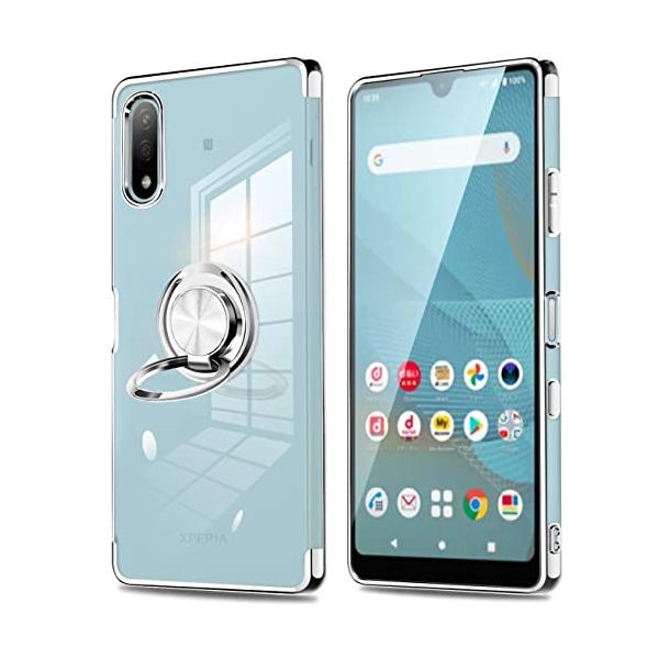 Xperia ACE II ケース クリア リング付き ace2 SO-41B カバー リング 耐衝撃 透明 スリム TPU 薄型 メッキ加工