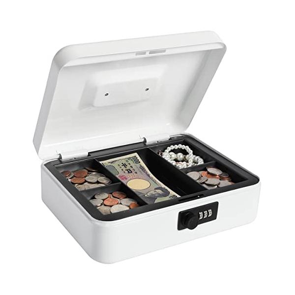 他サイト： （トモリ）Tomori 金庫 ミニ金庫 手提金庫 ダイヤル式 金属製 ホワイト 25x20x8.8cm (ホワイト M)の商品画像