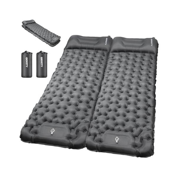 他サイト： GEKETY キャンプ マット エアーマット コンパクト 足踏み式 連結 約10CM厚さ 足踏み式 無限連結 枕付き エアマット キャンプ 災害の商品画像