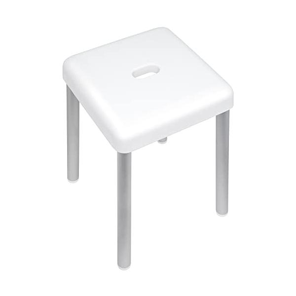 他サイト： レック DENIM 風呂いす 高さ 40cm アルミ脚 (ホワイト) 防カビ・抗菌剤配合 日本製 B00469の商品画像