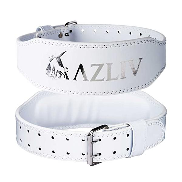 AZLIV トレーニングベルト AZ7 筋トレ 巻いた瞬間に馴染む ジム ベルト パワーベルト MFレザー 高耐久 アズリブ (ホワイト XL)