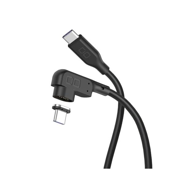 CIO マグネットシリコンケーブル USB-C 100W 磁石で脱着 IPX5防水 （0.5m ブラック L字）