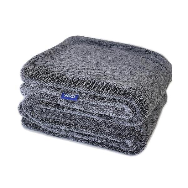 他サイト： SHSCLY マイクロファイバー洗車タオル 超吸水ドライヤークロス 両面使える 大判厚手 グレー 90x60cm 1枚入の商品画像