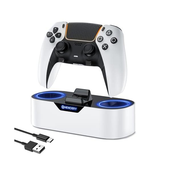 NEWDERY PS5 コントローラー 充電スタンド 収納スタンド 急速充電 置くだけ充電 ps5コントローラー 周辺機器 アクセサリ USB-