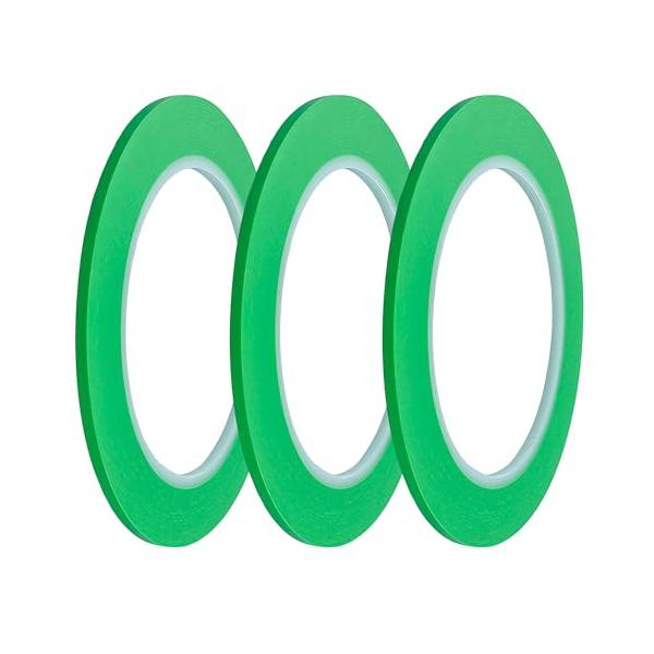 JINBING マスキングテープ 高耐熱塗装マスキングテープ (曲線用) 車両塗装養生テープ ビニール基材 グリーン (3mm x 33m 5巻